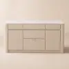 Mid-Century Modern 183 cm Glossy Sintered Stone Top Kitchen Island with Drawers, Whitewash