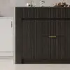 Picture of Mid-Century Modern 129 cm Glossy Sintered Stone Top Kitchen Island with Storage, Black