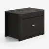 Picture of Mid-Century Modern 129 cm Glossy Sintered Stone Top Kitchen Island with Storage, Black