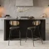 Mid-Century Modern 183 cm Glossy Sintered Stone Top Kitchen Island with Cabinets, Black