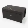 Mid-Century Modern 183 cm Glossy Sintered Stone Top Kitchen Island with Cabinets, Black