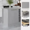 1830mm Modern Laminate Kitchen lsland Gray with Storage
