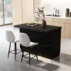 Japandi 127 cm Black Kitchen Island with Storage & LED Lighting