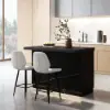 Japandi 127 cm Black Kitchen Island with Storage & LED Lighting