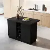 Japandi 127 cm Black Kitchen Island with Storage & LED Lighting