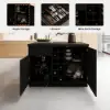 Japandi 127 cm Black Kitchen Island with Storage & LED Lighting