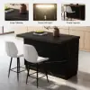 Japandi 127 cm Black Kitchen Island with Storage & LED Lighting
