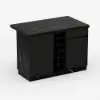 Japandi 127 cm Black Kitchen Island with Storage & LED Lighting