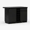 Japandi 127 cm Black Kitchen Island with Storage & LED Lighting
