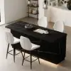 Japandi 183 cm Black Kitchen Island with Storage & LED Lighting