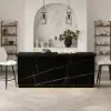 Japandi 183 cm Black Kitchen Island with Storage & LED Lighting