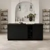 Japandi 183 cm Black Kitchen Island with Storage & LED Lighting