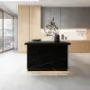 Japandi 183 cm Black Kitchen Island with Storage & LED Lighting