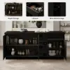 Japandi 183 cm Black Kitchen Island with Storage & LED Lighting