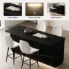 Japandi 183 cm Black Kitchen Island with Storage & LED Lighting