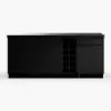 Japandi 183 cm Black Kitchen Island with Storage & LED Lighting