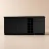 Japandi 183 cm Black Kitchen Island with Storage & LED Lighting