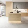 Japandi 127 cm Matte Travertine Kitchen Island with Storage & LED Lighting