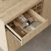 Picture of 180 cm Japandi Kitchen lsland Matte Travertine Wooden Storage Kitchen Cabinet with Light