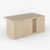 Picture of 180 cm Japandi Kitchen lsland Matte Travertine Wooden Storage Kitchen Cabinet with Light