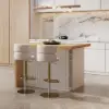 Modern 130 cm Wood Kitchen Island with Storage, White & Natural