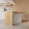 Modern 130 cm Wood Kitchen Island with Storage, White & Natural