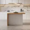 Modern 130 cm Wood Kitchen Island with Storage, White & Natural