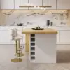 Modern 130 cm Wood Kitchen Island with Storage, White & Natural