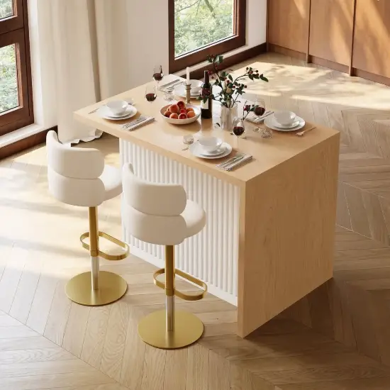 Modern 130 cm Wood Kitchen Island with Storage, Natural