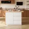 Modern 130 cm Wood Kitchen Island with Storage, Natural