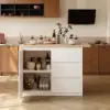 Modern 130 cm Wood Kitchen Island with Storage, Natural