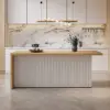 Picture of Modern 183 cm Wood Kitchen Island with Storage, White & Natural – AUD-H1911