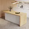 Modern 183 cm Wood Kitchen Island with Storage, White & Natural – AUD-H1912