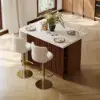 Modern 127 cm Matte Sintered Stone Kitchen Island with Storage, Walnut – AUD-H1913
