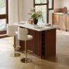 Modern 127 cm Matte Sintered Stone Kitchen Island with Storage, Walnut – AUD-H1913