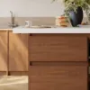 Modern 127 cm Matte Sintered Stone Kitchen Island with Storage, Walnut – AUD-H1913