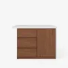 Modern 127 cm Matte Sintered Stone Kitchen Island with Storage, Walnut – AUD-H1913