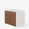 Modern 127 cm Matte Sintered Stone Kitchen Island with Storage, Walnut – AUD-H1913