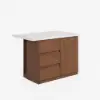 Modern 127 cm Matte Sintered Stone Kitchen Island with Storage, Walnut – AUD-H1913