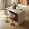Modern 127 cm Matte Sintered Stone Kitchen Island with Storage, Walnut – AUD-H1914