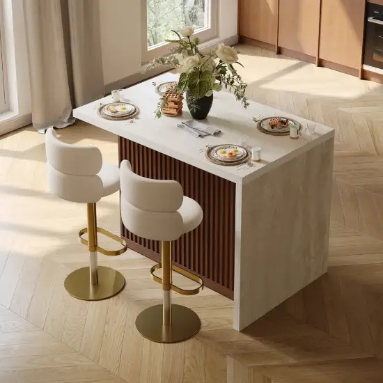 Modern 127 cm Matte Sintered Stone Kitchen Island with Storage, Walnut – AUD-H1914