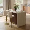 Modern 127 cm Matte Sintered Stone Kitchen Island with Storage, Walnut – AUD-H1914