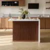Modern 127 cm Matte Sintered Stone Kitchen Island with Storage, Walnut – AUD-H1914