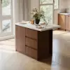 Modern 127 cm Matte Sintered Stone Kitchen Island with Storage, Walnut – AUD-H1914