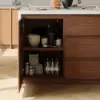 Modern 127 cm Matte Sintered Stone Kitchen Island with Storage, Walnut – AUD-H1914