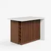 Modern 127 cm Matte Sintered Stone Kitchen Island with Storage, Walnut – AUD-H1914