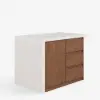 Modern 127 cm Matte Sintered Stone Kitchen Island with Storage, Walnut – AUD-H1914