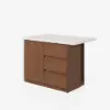 Modern 127 cm Matte Sintered Stone Kitchen Island with Storage, Walnut – AUD-H1914