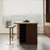 Modern 127 cm Wood Kitchen Island with Drawers & Cabinets, Walnut