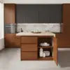 Modern 127 cm Wood Kitchen Island with Drawers & Cabinets, Walnut